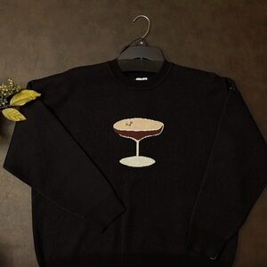 Black Sweater with Cocktail Design
